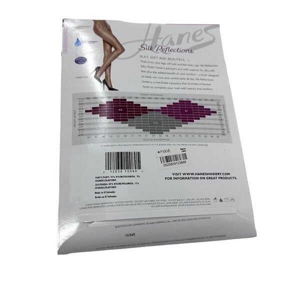 Hanes Silk Reflections Silky Sheer Non-Control Top Style Q00715 Jet Size EF - Picture 2 of 7